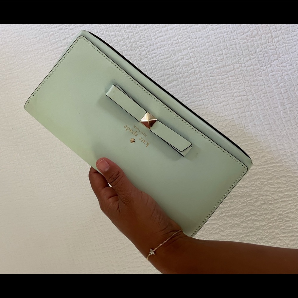 Kate Spade light green clutch